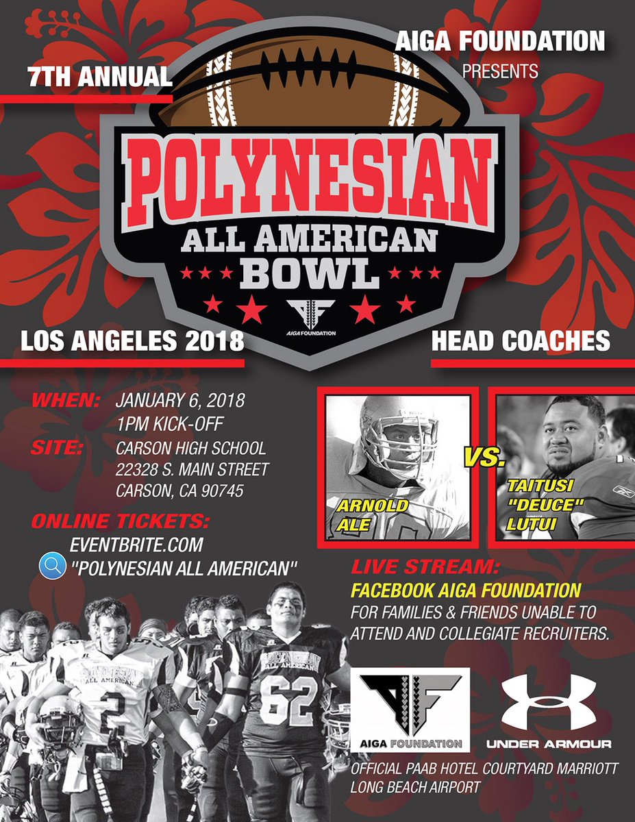 Where it all started! Carson High School will be hosting the 7th Annual Polynesian All American Bowl! Come out and fellowship with all things AIGA! #AIGAFOUNDATION #CarsonCity