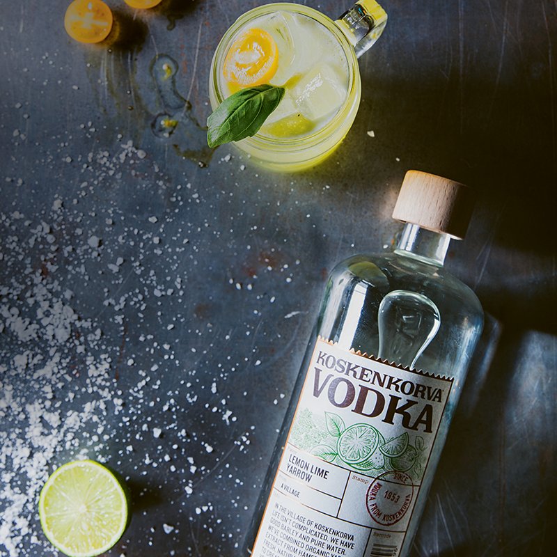 Citrus flavours with a Koskenkorvan twist. Yarrow adds herbal notes to the finish of our Lemon Lime Yarrow #vodka. Try here: bit.ly/KKLLYVDF.