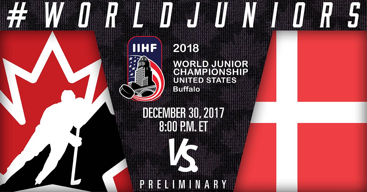 WorldJuniors's tweet image. GAME DAY! Preliminary round wraps tonight against Denmark. #WorldJuniors

🇨🇦 vs. 🇩🇰 at 8 p.m. ET
📺 @TSN_Sports 
📻 bit.ly/2lNVk44  
➡️ bit.ly/2q1eZQD