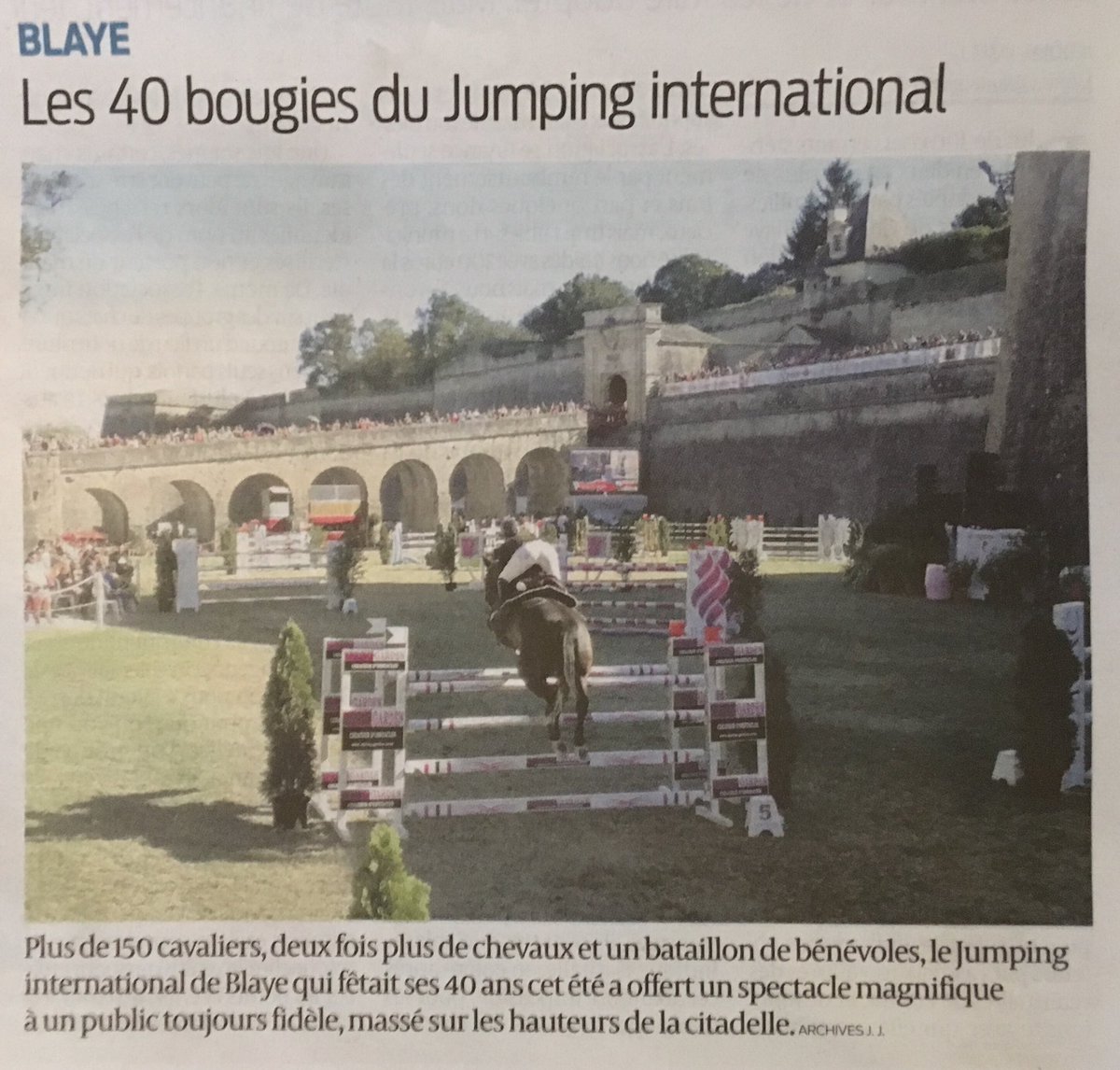 Les 40 ans du Jumping de Blaye dans la rétrospective 2017 du journal <a href="/sudouest/">Sud Ouest</a> aujourd’hui. #souvenirs #Blaye2017 #40ansdepassion