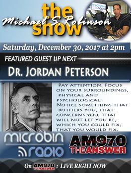 MSRobinsonNY's tweet photo. The #MSRShow is LIVE on @AM970TheAnswer right now with a GREAT end of year show with @MSRobinsonNY. On now, @kmanguward, next, @grayscott, and then @ 2:30, @jordanbpeterson! And to end the year, motivational speaker, Ronald Cooper! To a great new year! #happy2018 #MicrobinRadio https://t.co/IbIOWj3UDc
