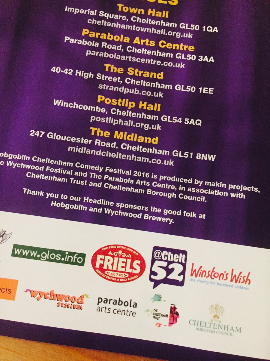 A big big thanks to <a href="/CheltComedy/">Cheltenham Comedy</a> - Mark and Penny host a brilliant festival every year and have been great supporters of <a href="/Chelt52/">Chelt52</a>. We love <a href="/CheltComedy/">Cheltenham Comedy</a>!!