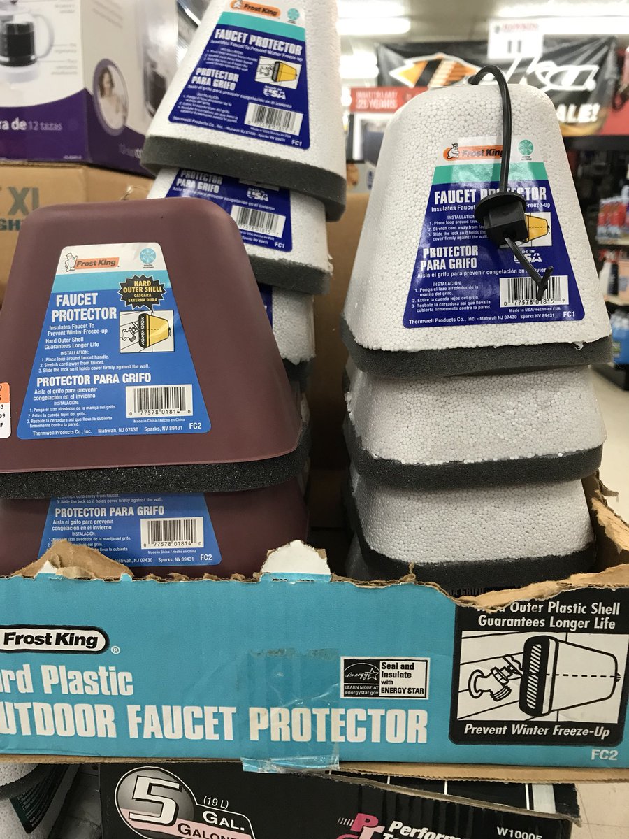 AutoHawkins's tweet photo. Cold weather!!!! Outdoor faucet covers in stock at Hawkins. Retweet so your friends will know. Open New Year’s Day. And today till 5:00 https://t.co/U8O29gmcXL