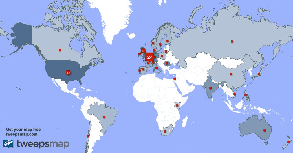 Jlybaert's tweet photo. My followers live in 32 countries: Belgium(50%), USA(15%)... https://t.co/5Eejs54wy2 Get your free map! https://t.co/dK5y7C9Qs4