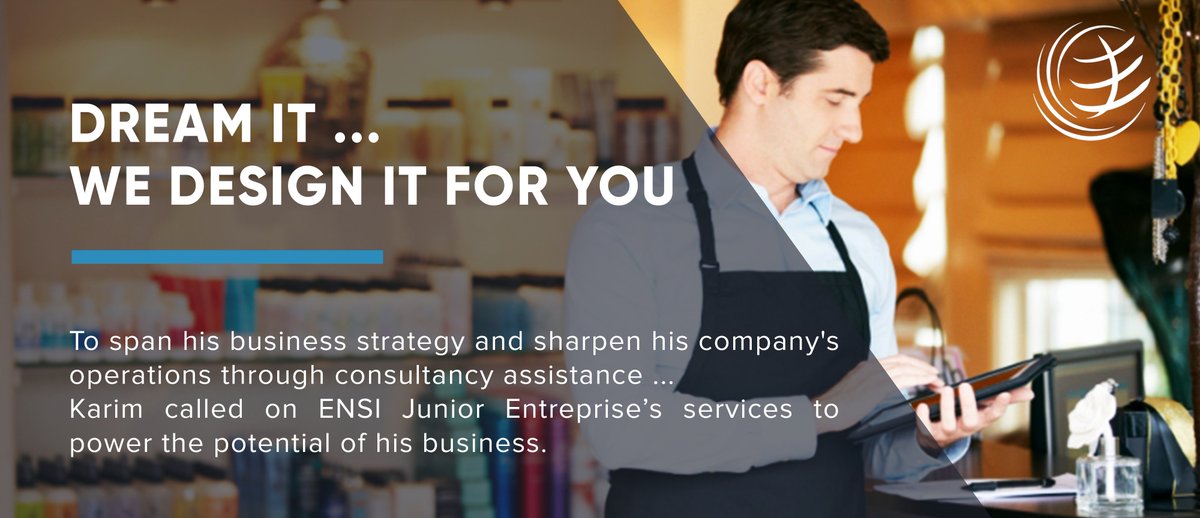 ENSI_JE's tweet photo. Karim used to worry about keeping track of his operations and improving his business strategy ...

ENSI Junior Entreprise is at your disposal and offers the best value for money on the Tunisian market.

#ENSI_Junior_Entreprise
#DreamItWeDesignItForYou
#StriveForGreatness https://t.co/6I5lWLWqLn