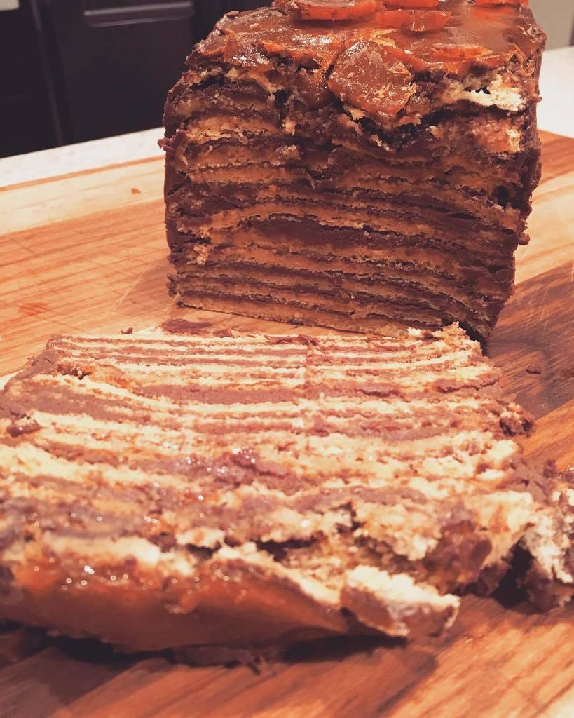 millersta's tweet photo. Hungarian Dobos Torte #tradition #doboscake #Should HaveSkippedTheCaramelTop https://t.co/S1SxFTDSLC https://t.co/6E3T1fkHAO