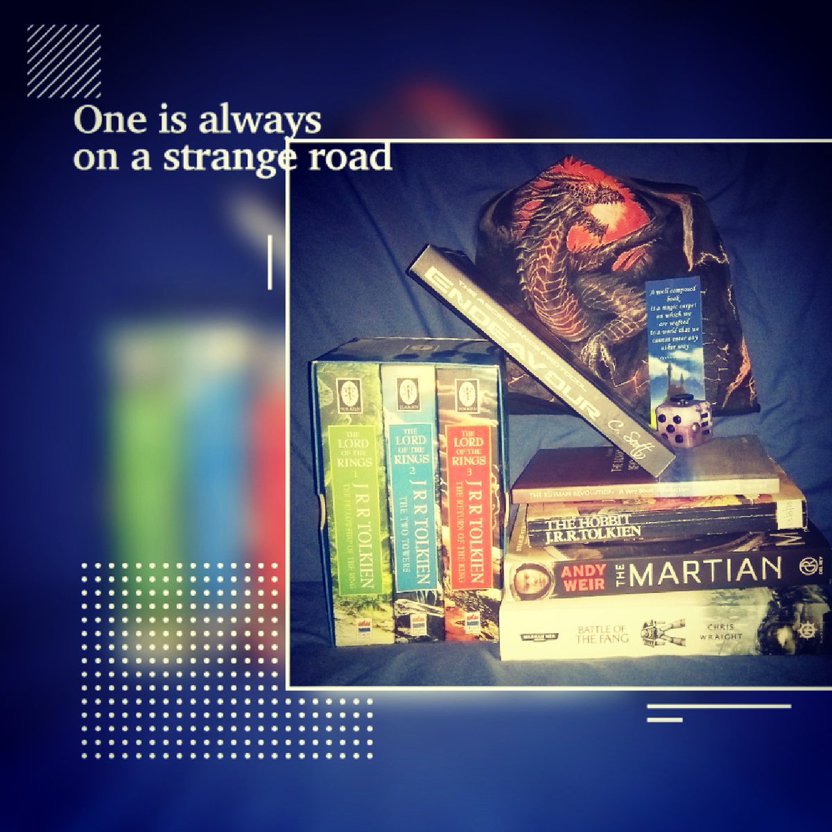 theascnprtcl's tweet photo. Which book shall I read first? Hint: I'm not reading my own first!
#inspirationalauthors
#jrrtolkien #chriswraight #andyweir #stevesmith #fiction #nonfiction #bookmarks #lotr #warhammer40k #themartian #therussianrevolution #thehobbit #bookaddict #history #booknerd #WhatToRead https://t.co/PeejlzU7l8