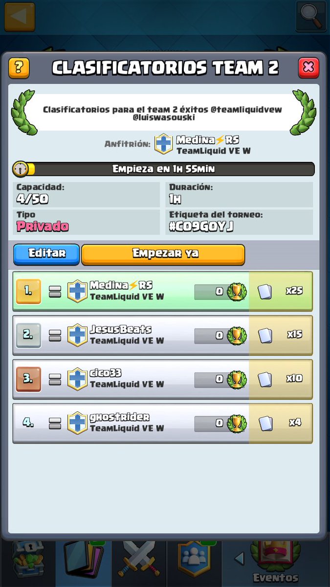 Empezaron las pruebas del Team 2 @TeamLiquidVEW 

DM si quieres participar