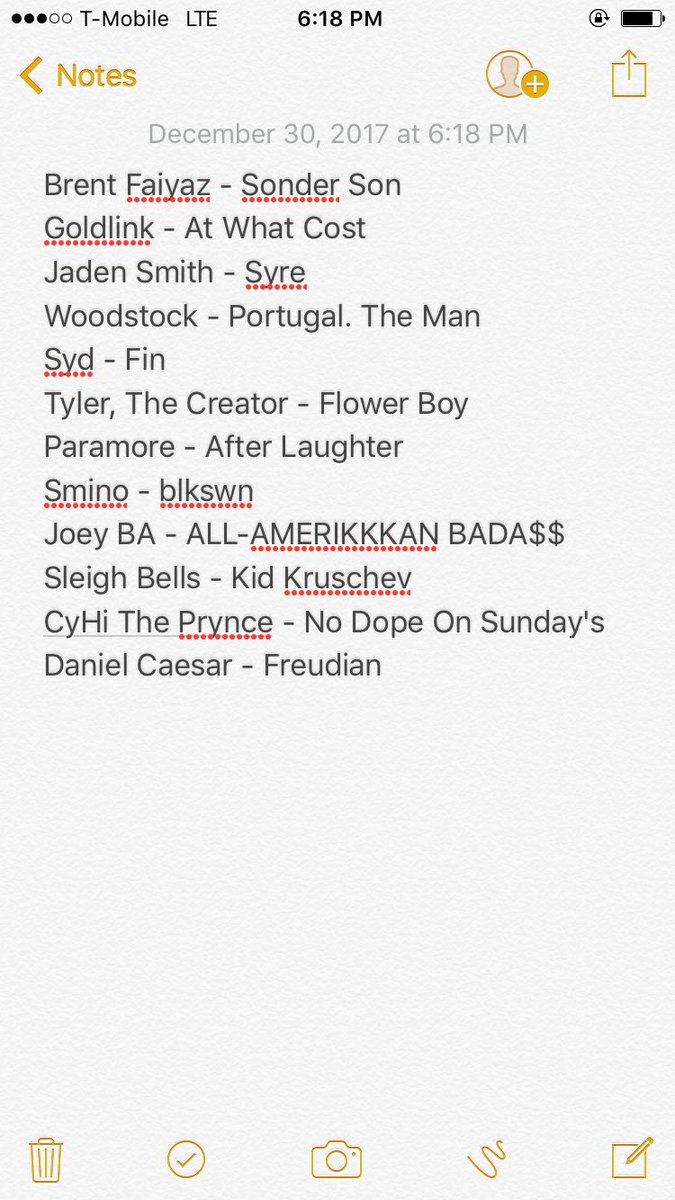 froggyjumps's tweet photo. Unordered list of my top albums of 2017 #barbershopthoughts https://t.co/kmsHMCUsGd