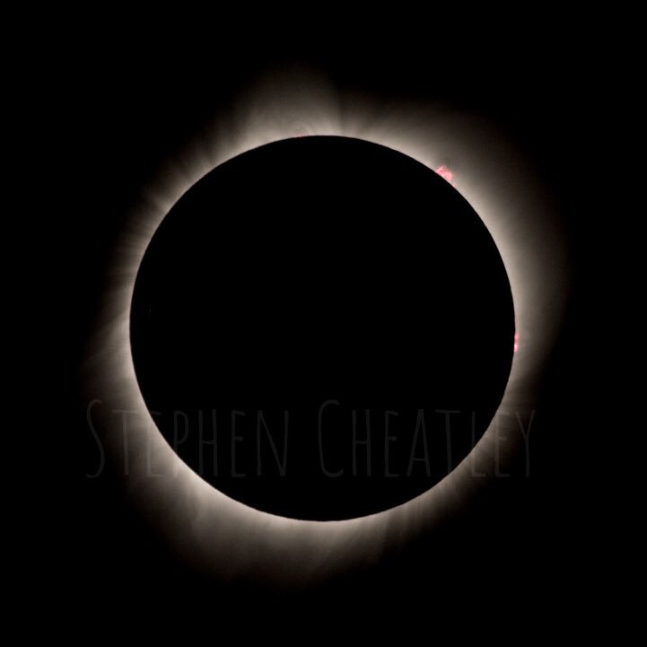 Surely the highlight of my 2017 The Great American Eclipse of August 21st. The prominences on the limb here would consume the Earth several times over. #eclipse #casper #Wyoming #SolarEclipse2017 #astronomy #usa #sun #moon
