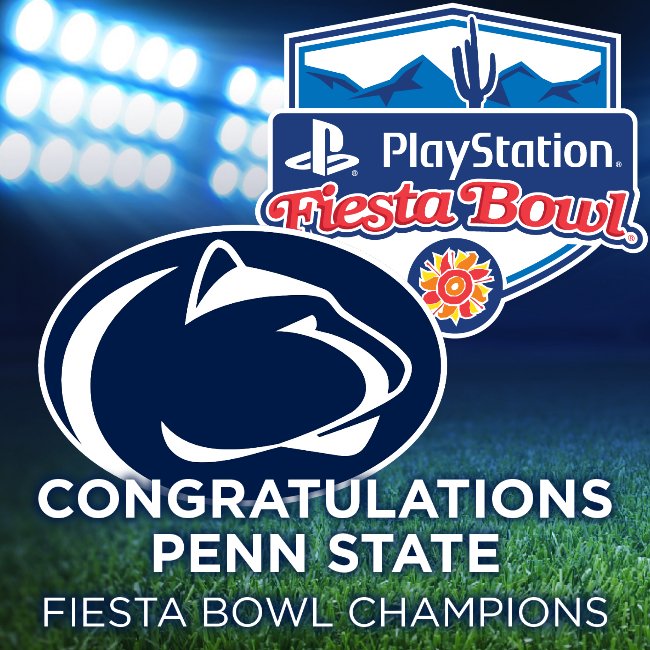 WNEPSports's tweet photo. Congrats to #PennState!
@PennStateFball defeats @UW_Football 35-28 in the #FiestaBowl.
#PSUvsWASH https://t.co/sOTVIENkk8