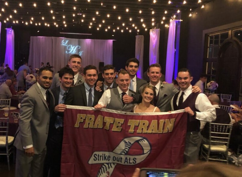BCBirdBall's tweet photo. Congratulations Logan Hoggarth! Class of 2016 back together to celebrate the #FormerBirdballer’s nuptials. 

#BBFL #WeAreBC #StrikeoutALS https://t.co/bIio1Kzz7k