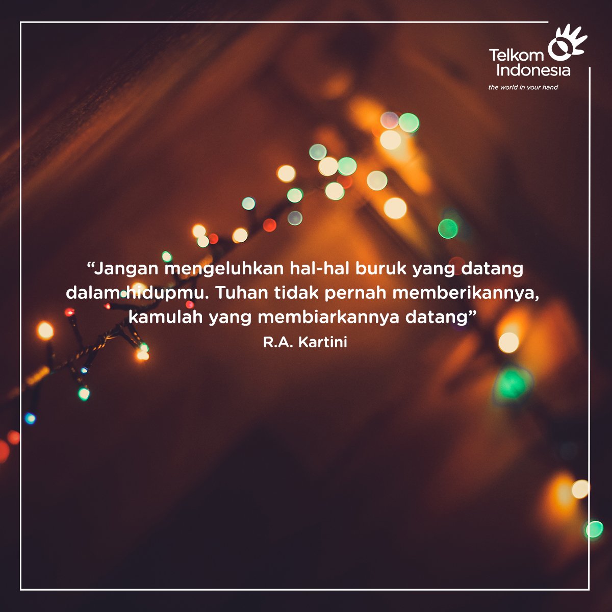 TelkomIndonesia's tweet photo. Dia yang mengeluh adalah dia yang tidak bersyukur, padahal tanpa ia sadari, karunia dari Tuhan telah ia nikmati setiap hari. Pagi Sobat! 
#SemangatPagi https://t.co/76SCOx8m74