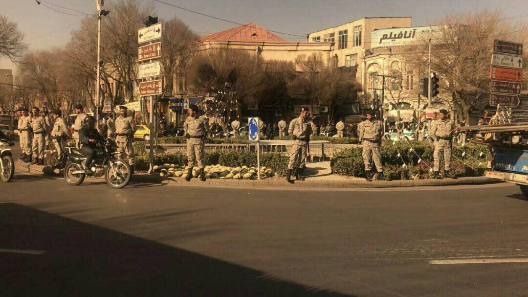 IranRightsIRT's tweet photo. In photos: protests in #Iran; gatherings in #Tehran forbidden, #Tabriz turned into a military camp, students injured, forces widely used against protesters. #IranProtests #University_of_Tehran #Ahwaz #Kermanshah #Isfahan #Quchan #Update60 #Update61 #Update62 #Update63 #MiddleEast https://t.co/6rFWpISbPv