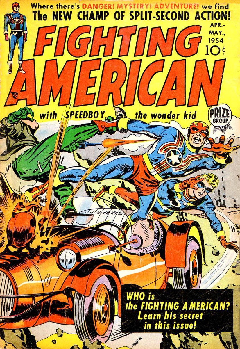 comicscritic's tweet photo. Fighting American #1 (Apr-May '54) cover by Jack Kirby. #SpeedBoy #PrizeComics https://t.co/9PiOsTn5C1