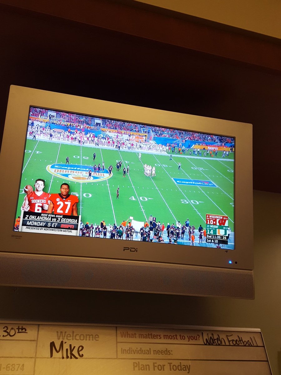 MsKatieKrueger's tweet photo. At the hospital with my dad and the nurses have noted that football matters. #GoBadgers #DontTouchTheRemote https://t.co/KWsASmOsux