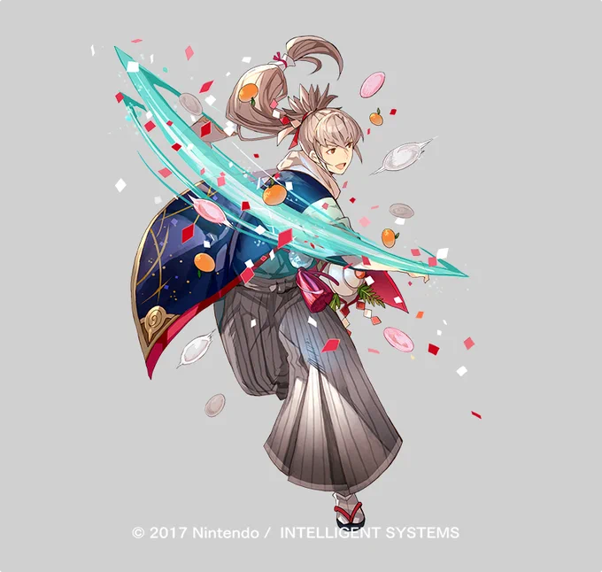 「ファイアーエムブレムヒーローズ」で開催中の超英雄召喚イベント「白夜のお正月」にて「お雑煮大好き タクミ」のイラストを制作させていただきました。おもち投げてます!何卒よろしくお願いいたします。 #FEヒーローズ 
