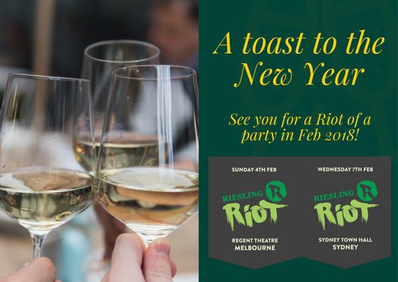 A very Happy NY to all of our Riesling friends. Look forward to seeing you in Feb #RieslingRiot #RDU18