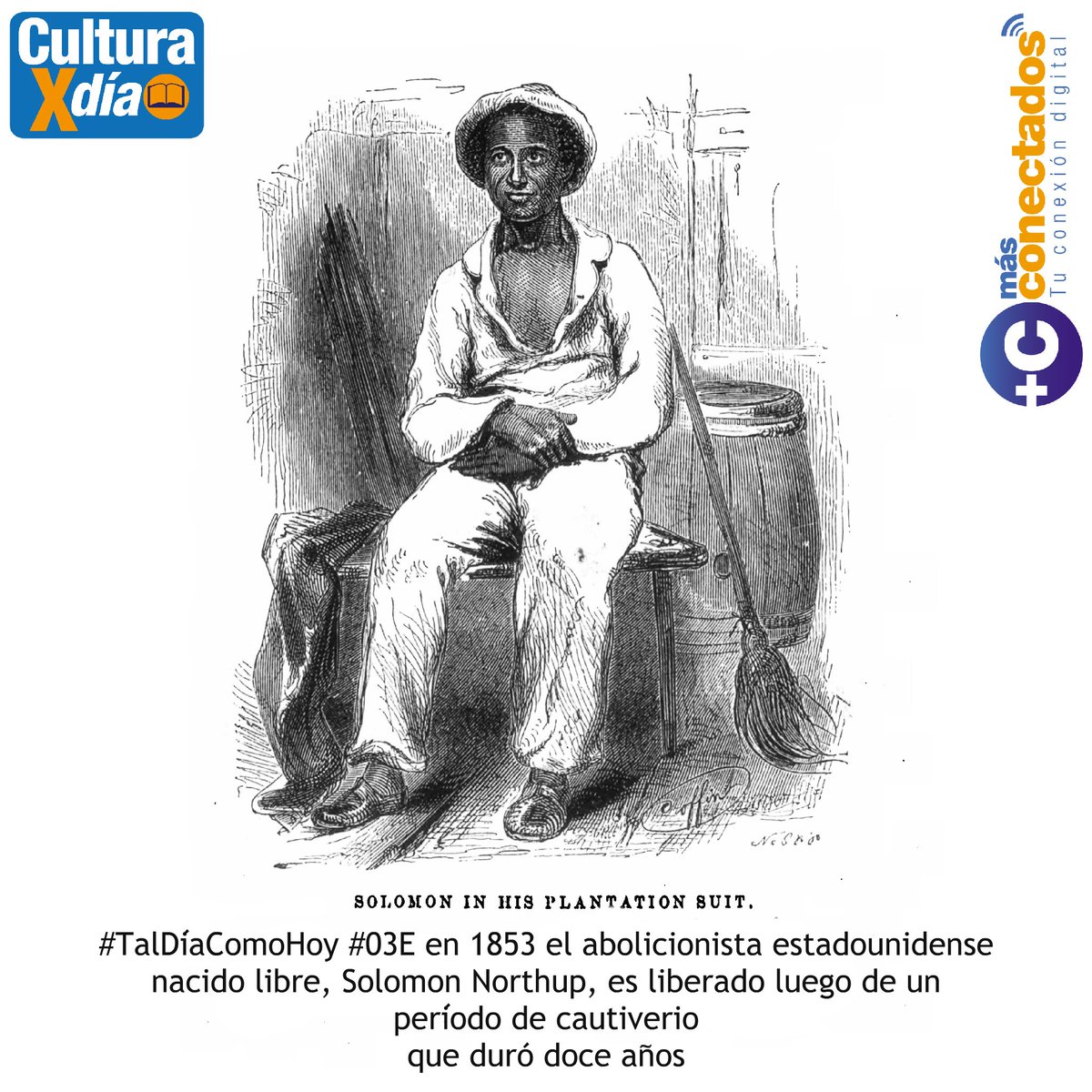 culturaxdia's tweet image. #TalDíaComoHoy #03Ene en 1853 el abolicionista estadounidense nacido libre, Solomon Northup, es liberado con la ayuda de Washington Hunt, gobernador de Nueva York, luego de un periodo de cautiverio que duró doce años