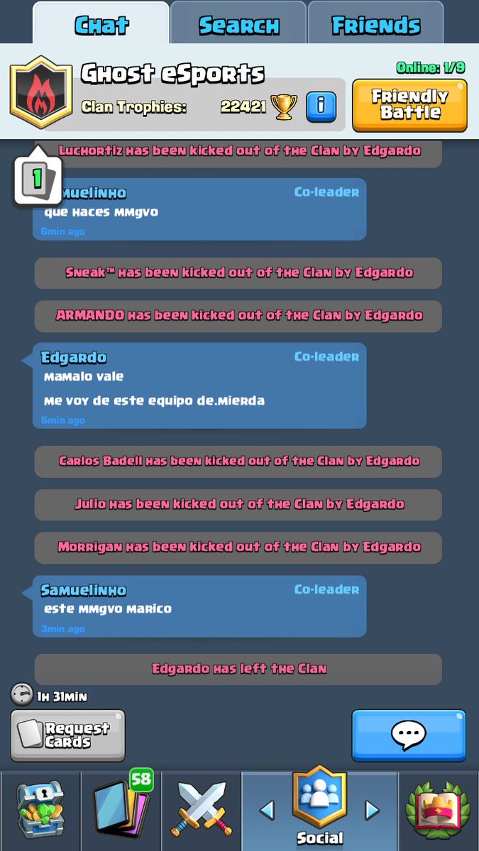 OpYou_CR's tweet photo. Cuando la gente es infeliz, ¡es infeliz!

No importa la adversidad, nos reconstruiremos mejor y más fuertes. 

No contentos con robar una cuenta, le hacen esto al clan, que desonra en la gente de verdad, maldito sea el responsable. https://t.co/O6lyxuYUIH