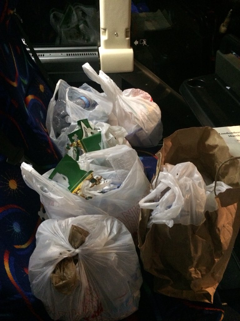 LancerBus2's tweet image. Chloe, Ross, Hans, Mackenzie, and Jimmy rock!  They stayed behind to clean up all the trash you left...  this is only half of what they picked up.