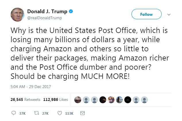ShelbyKStewart's tweet photo. If you believe that 112K peeps GAF about the post office to 'like' this tweet, I have a swamp to sell you. #BusyBots https://t.co/llUCQraV3N