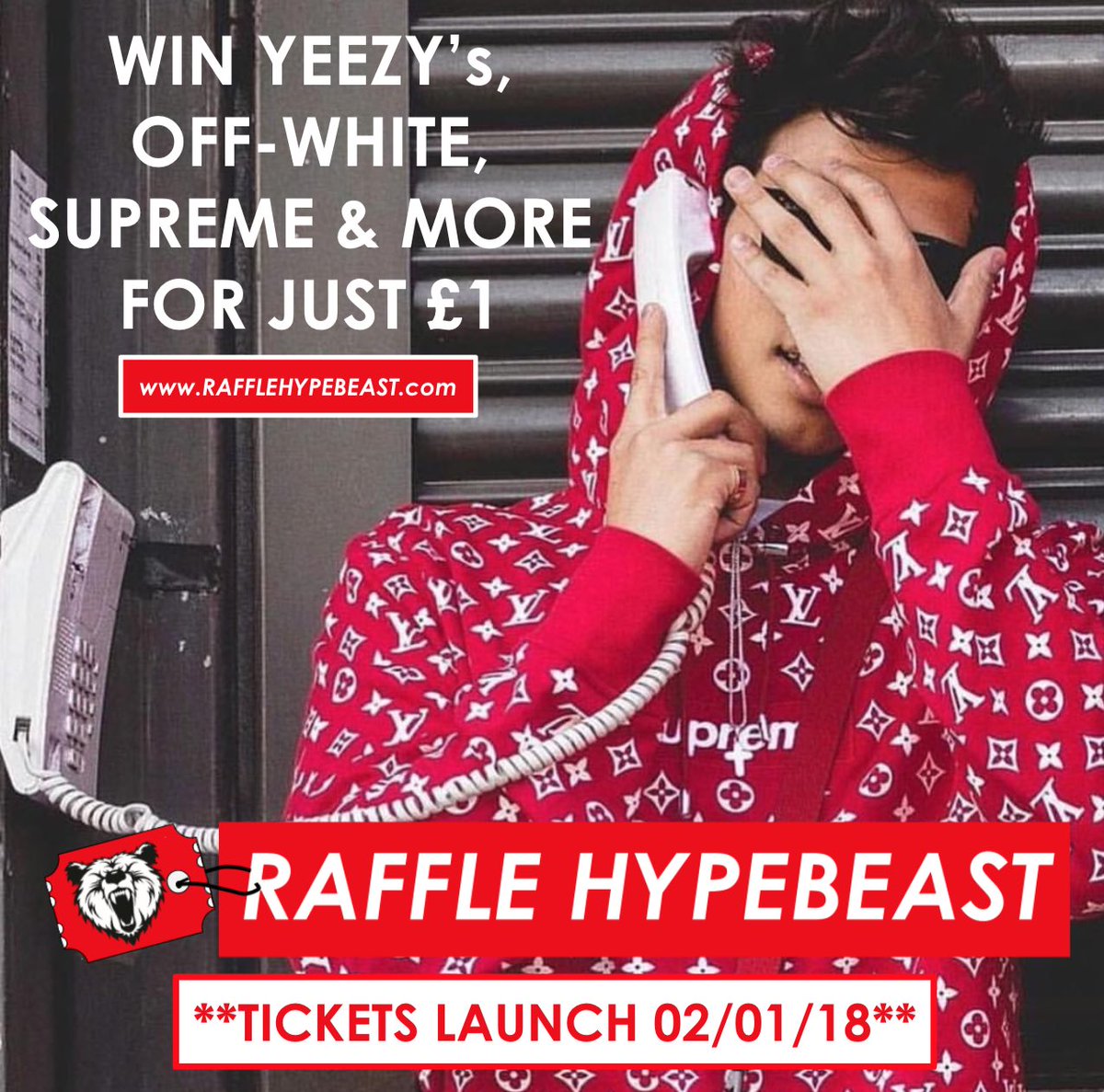 The World's 1st online streetwear raffle platform 💥. Become a hypebeast for just £1. ⌛️Coming soon ⏳#streetwear #raffle #Yeezy #supreme #hype #Competition #OffWhite #Kanyewest