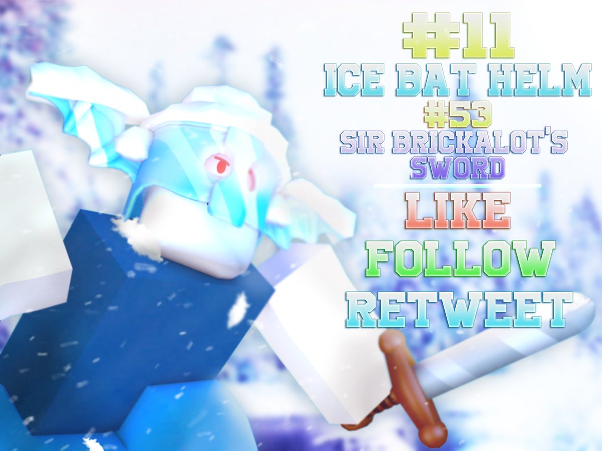 hillofbricks's tweet photo. Want to try your luck getting some items? Thanks to the kindness of Cloth you have the opportunity to get the #11 Ice Bat Helm and the #53 Sir Brickalot's Sword! https://t.co/dyPAQ0tEt7