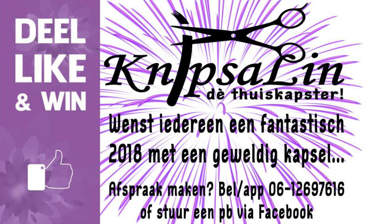 KnipsaLin, dè thuiskapster voor de gehele #Bollenstreek en #NieuwVennep. #kapsel #styling #hairstyle #vuurwerk #oudennieuw #HappyNewYear #oliebollen #oudjaar