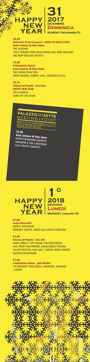 inorvieto's tweet photo. #happynewyear2018 #concerti ed #eventi a #ujw25 il 31 dicembre per chiudere il 2017 e festeggiare l'anno nuovo a #orvieto #inorvieto #musica #umbriajazzwinter #jazz #innamoratidiorvieto #wine #orvietodoc #LoveOrvieto @inorvieto #LoveOrvieto https://t.co/pW0kllFhgs