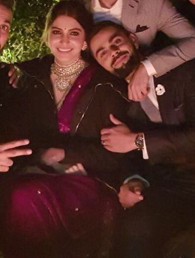  @AnushkaSharma &  @imVkohli with friends on their engagement day   #Virushka  #VirushkaWEDDING  https://instagram.com/p/BdXHkI_llol/ 