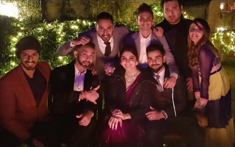  @AnushkaSharma &  @imVkohli with friends on their engagement day   #Virushka  #VirushkaWEDDING  https://instagram.com/p/BdXHkI_llol/ 