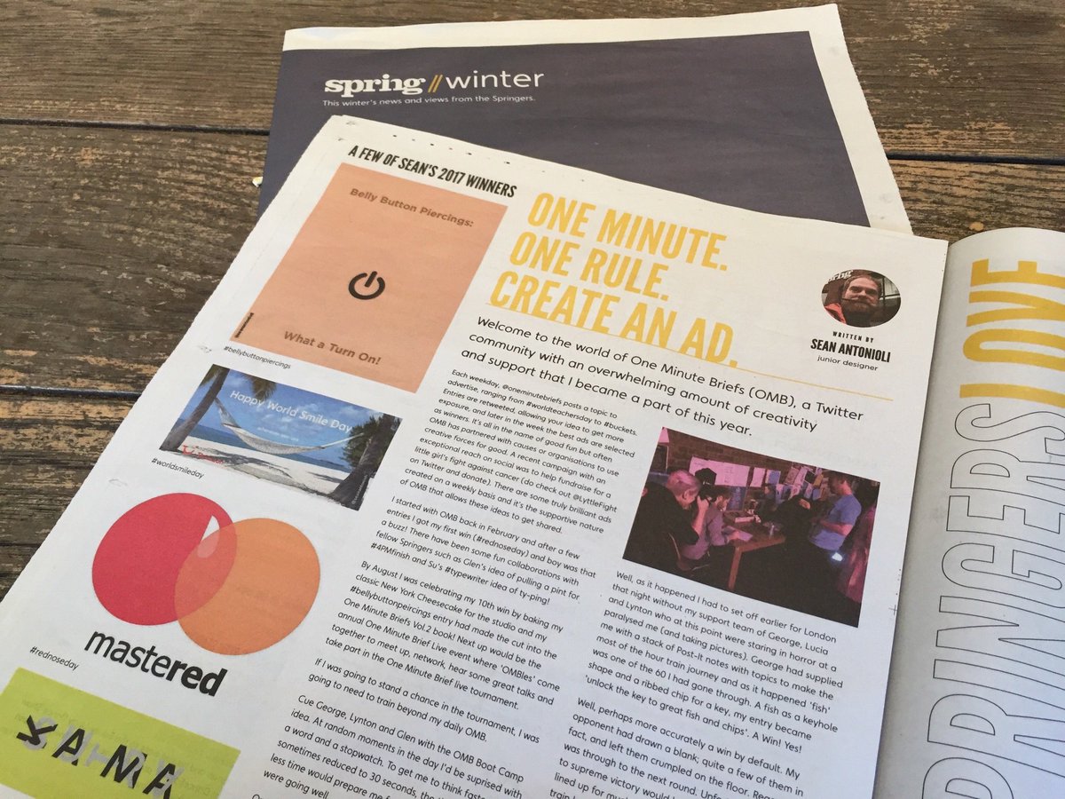 SeanAntonioli's tweet photo. . @OneMinuteBriefs has been a big part of this year- started in Feb, racked up some wins and met some great people at #omblive4. So here’s my review of my first year as an #omble in the company newspaper! https://t.co/ivvtXTBjWA