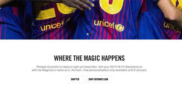 Coutinho klar för Barça?

Om det handlar om en PR-stunt, bara ett stort misstag eller en hack, vet ingen om än. Men på Barcelonas officiella online-butik skrev Nike, inatt, att Coutinho är redo att lysa upp Camp Nou och att man nu kan köpa en tröja med brasilianarens namn på.