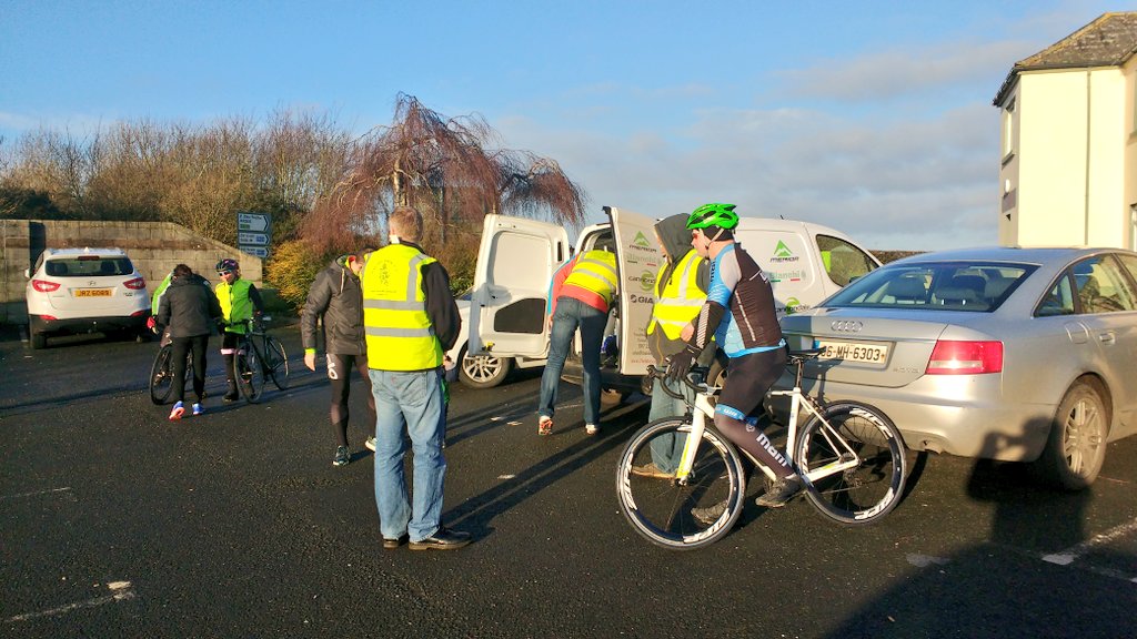 Dry, bright but a little breezy for the <a href="/cuchulainncc/">Cuchulainn CC</a> #NYE time trial. Warm up spins underway, race starts at 11. #cycling #irishcycling