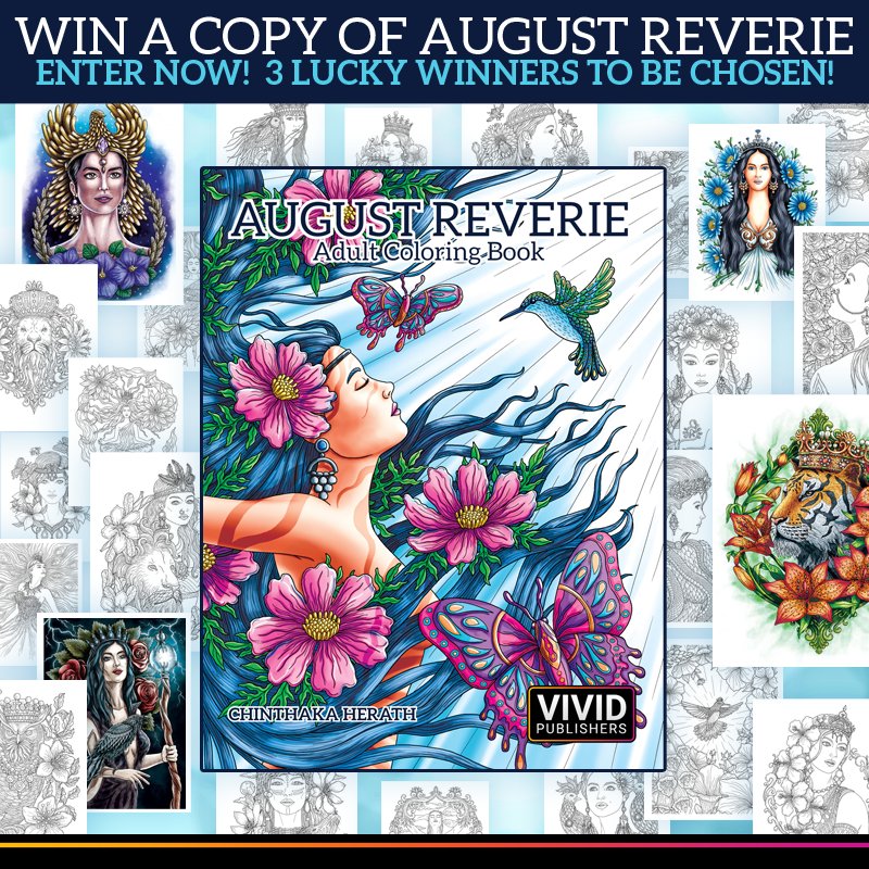VividPublishers's tweet photo. * FREE GIVEAWAY* of adult coloring book August Reverie! Details at https://t.co/2Sdz3Gl7Li
-------------------------------
#augustreverie #adultcoloringbooks #fantasy #art #vividpublishers #adultcoloringbook #adultcoloring #adultcolouring https://t.co/wmKq19u4sV