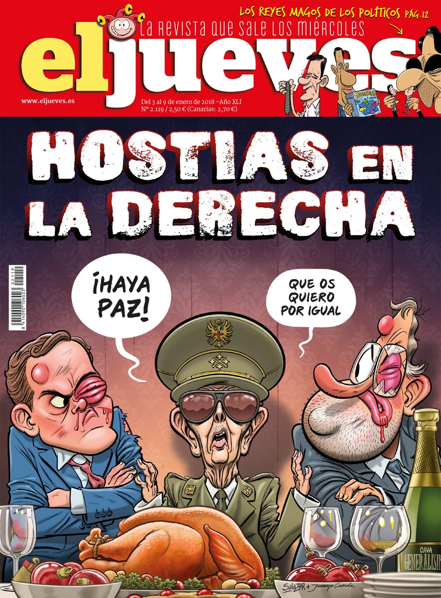 ¡LA PORTADA! Momento histórico en la democracia española. Por primera la que está dividida no es la izquierda. ¡Y eso que estas tres generaciones tienen mucho en común! By <a href="/respetocanas/">Raúl Salazar & El Profesor Migraña</a> &amp; <a href="/JJCuerda/">Juanjo Cuerda</a>
eljueves.es/news/jueves-21…