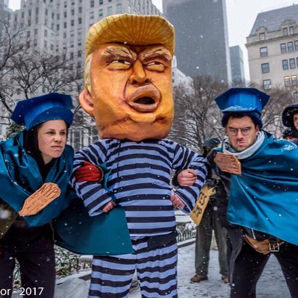 Power2thePuppet's tweet image. Some end of year fun w @BackboneCampaig - we held a citizens arrest of Trump for crimes vs humanity &amp;amp; the planet outside the Plaza &amp;amp; Trump Tower #ArrestTrump