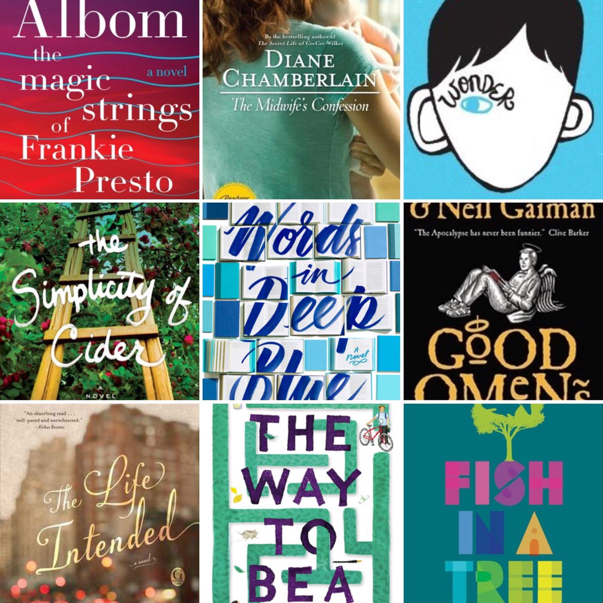 Top 9 books 2017! @MitchAlbom @RJPalacio @CathCrowley @kristinharmel #dianechamberlain #amyereichert #neilgaiman #katyeh #lyndamullalyhunt