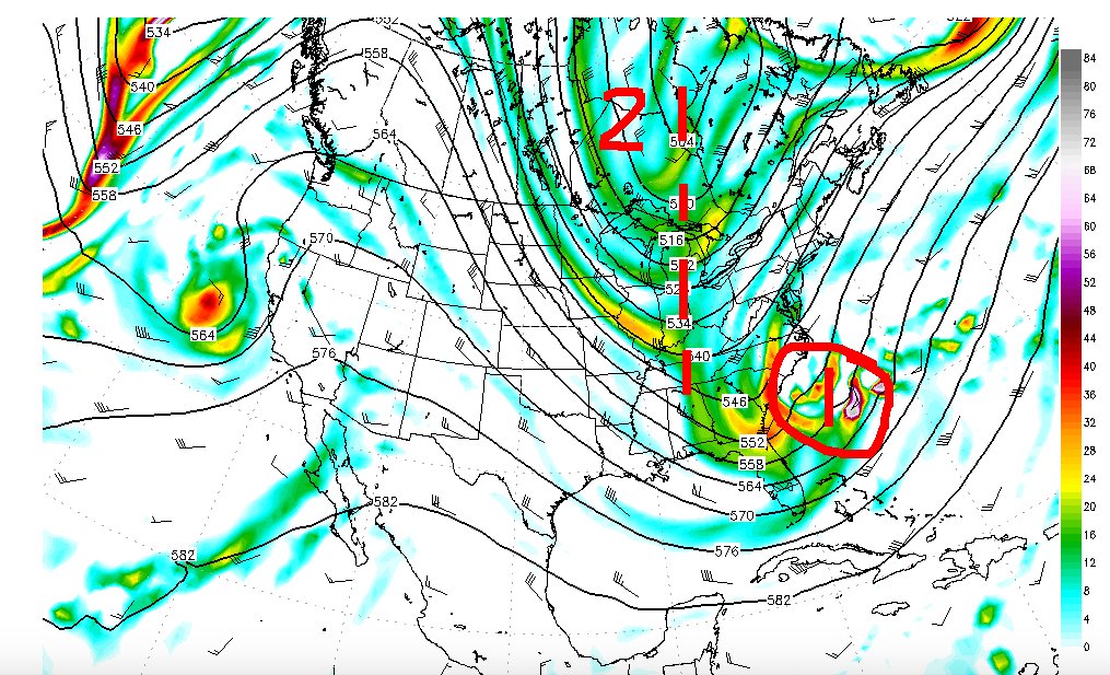 close but storm more out then up coast. gfs 500 mb Wed eve. (1) shows the energy rounding the base of the trof  (2) Trof neutral. We need this to dig a little more and become a little more negatively tilted.I do believe there will be quite a bit of precip on W side of storm