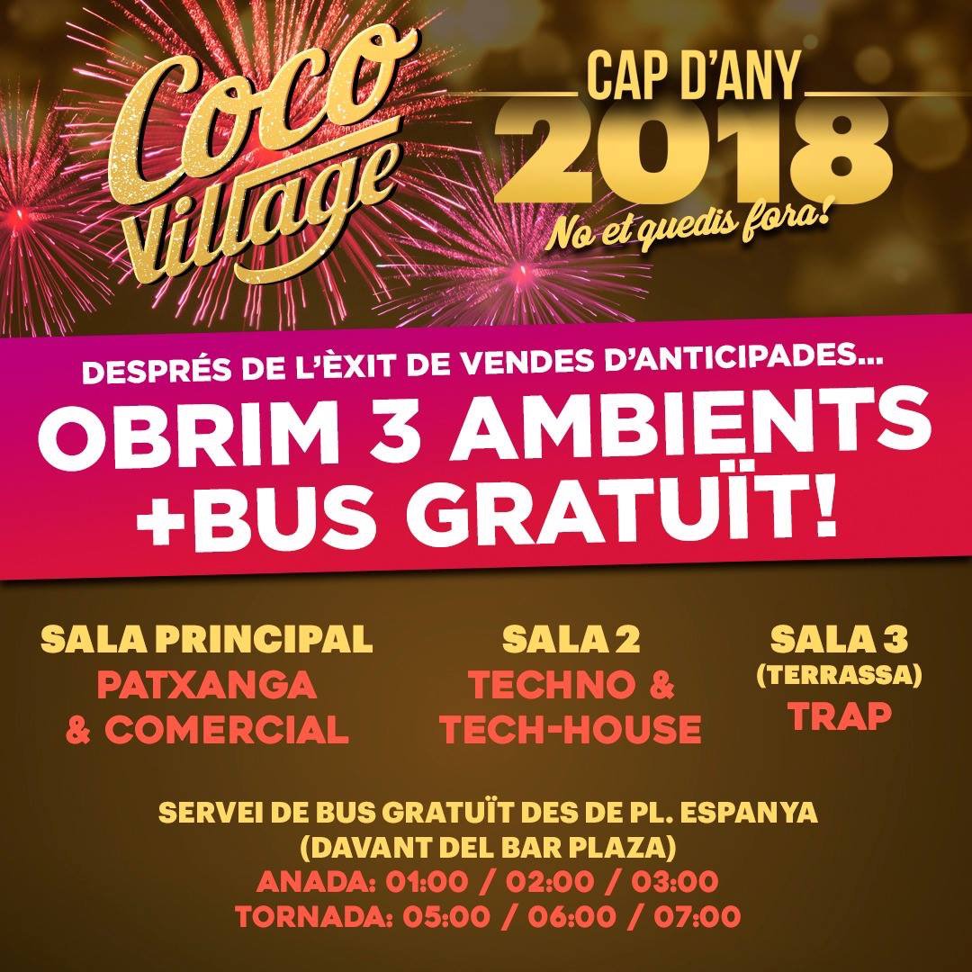 OffWeek_BCN's tweet photo. Esta noche en Coco Village Manresa, entradas online agotadas, será una gran fiesta para entrar el 2018. Powered https://t.co/6yoxY7hdmt https://t.co/6zTYKJpd4k