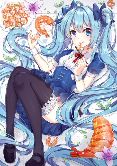 miku吃小龙虾~
#初音ミク 