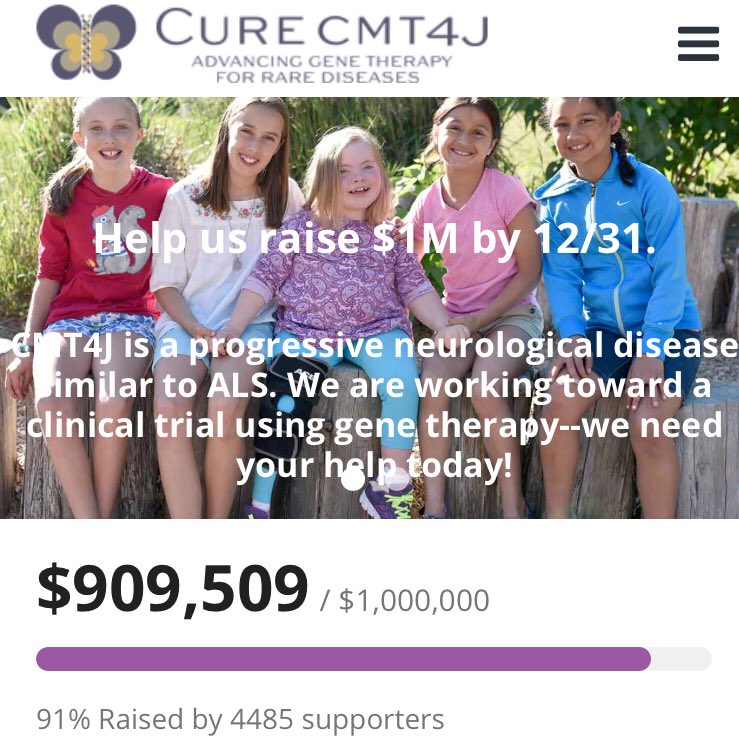CureCMT4J's tweet photo. OH WHAT A NIGHT! CureCMT4J is now within $90,000 of its year end goal of $1 million thanks to all of you! Just 14 hours left in 2017. Let’s close this year off right! Pls RT our story &amp; send people to https://t.co/MVmcDjdJa3 #WeNeedAnAngelDonor
#RUDuffEnough
#OneMillionActsofGood https://t.co/a88iOihxXJ