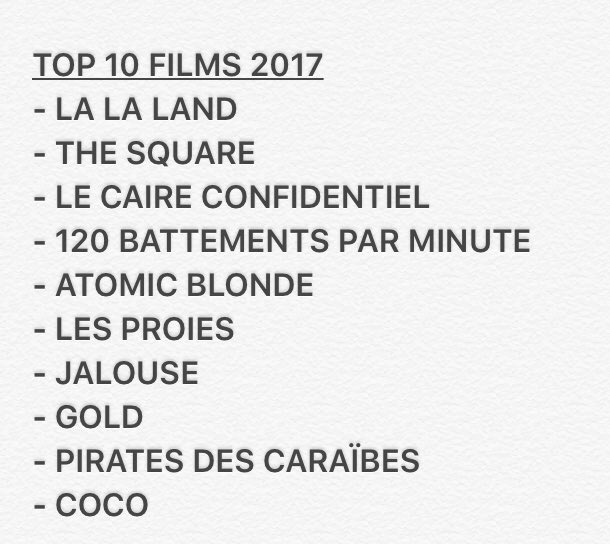 G_Beaufils's tweet photo. Après avoir vu 68 films cette année, voici mon TOP 10. #TopCine2017 #TopFilms2017 https://t.co/DErFlIlwMr