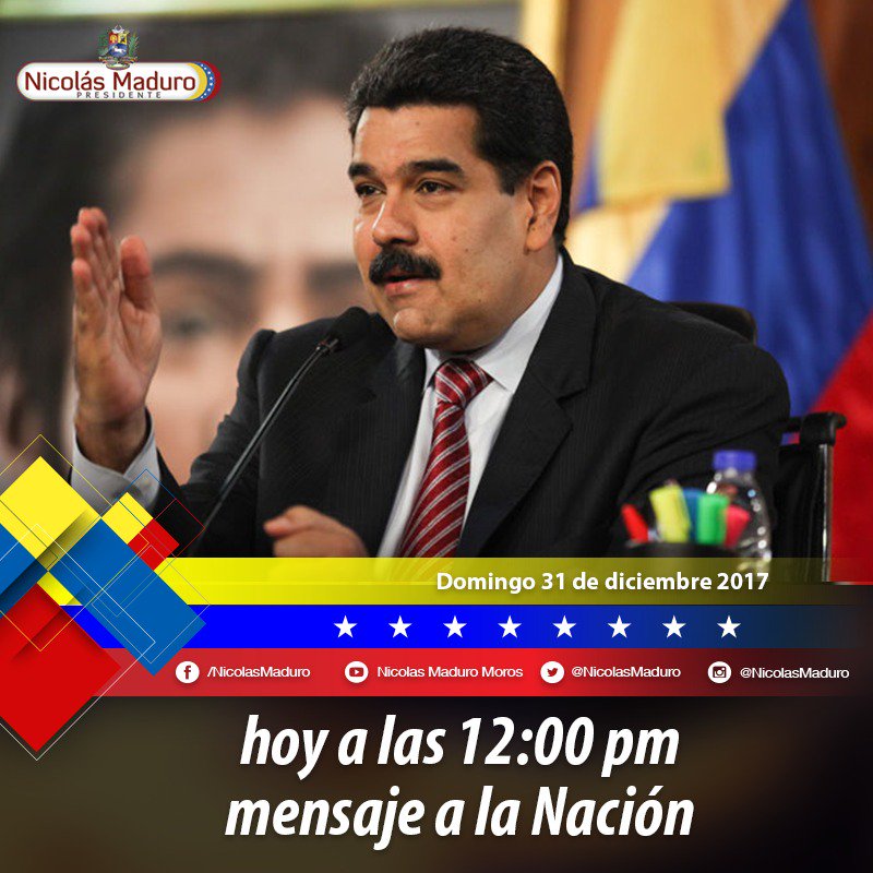 salainass's tweet photo. #Hoy #31Dic 12:00 m Mensaje a la #Nacion por @NicolasMaduro con anuncios para el #Pueblo @magallyvina https://t.co/F78HRAL7rV