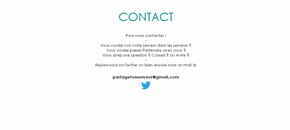 PartageTonServ's tweet photo. Salut tout le monde ! ⚡️
Deuxième #SPOIL de @PartageTonServ ! 🔥

Ajout de texte dans l'accueil (NEWS ...), modification du footer et ajout du logo Twitter et Youtube cliquable , et création de l'onglet (CONTACT) !

Rt : @Gaia_Serveur , @LordFightV2 , @AverFight , @ObsiFight https://t.co/IeYp6Qx9OS