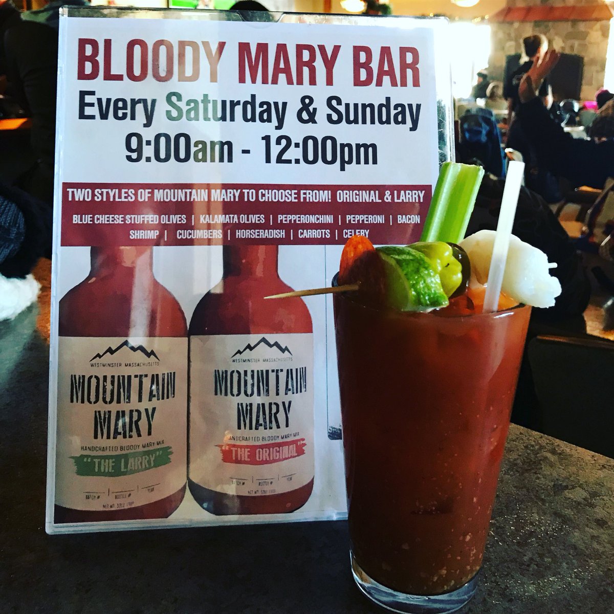 MountainMaryMix's tweet photo. It’s our favorite day of the week in our favorite place to be!  Join us at @Wachusett Mountain today for their amazing Bloody Bar featuring Westminster’s own Mountain Mary Bloody Mary Mix! #BloodyGood #LetsGo https://t.co/aMPpJmgxx7