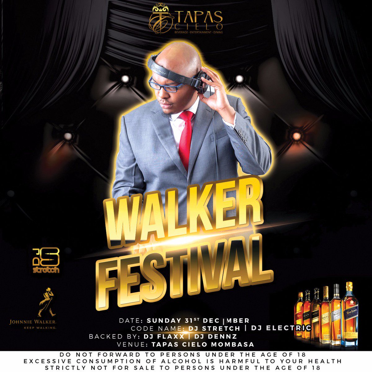 tapas_gold's tweet photo. #WalkerFestival #CountDown #NewYearEveParty #TapasCielo #JohnnieWalker #DjStretch #DjElectrick #Djflaxx #DjDennz #GoodMusic #maturecrowdonly

PLEASE COME EARLY TO AVOID DISAPPOINTMENT, DOORS WILL BE CLOSED ONCE CAPACITY HAS BEEN REACHED... https://t.co/ejtrjfF2bs