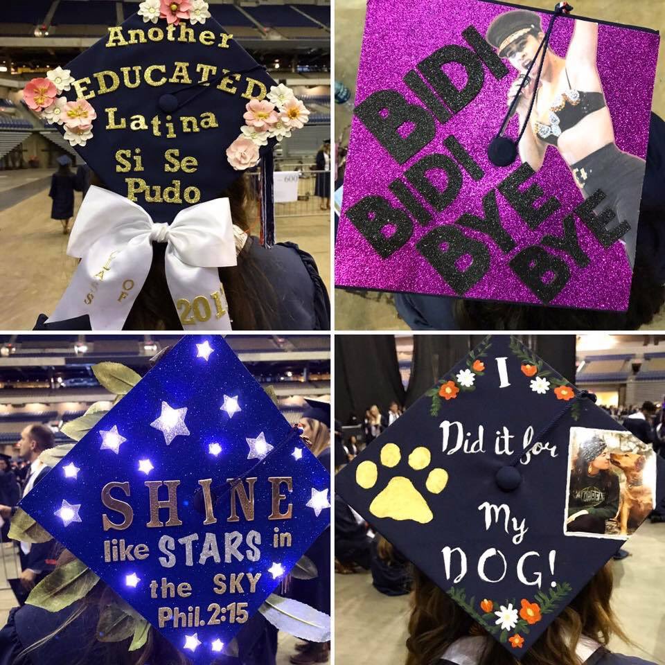UTSA's tweet photo. This is it. You’ve been waiting all year. Our favorite #UTSA post of 2017 (drumroll, please)? These amazing mortarboards at UTSA Commencement. #UTSA #UTSAGrad17 #Best2017Posts #ThisIsWhatItsAllAbout https://t.co/MQ4MJ2azvt