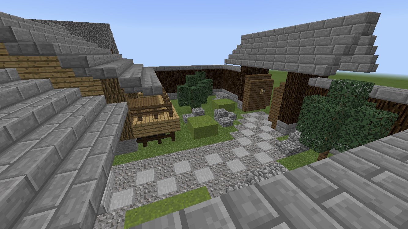 Twitter 上的 竹和 マイクラ和風建築 平屋建て の方が完成しました 新たに門と庭園 羊毛屋の裏に階段を追加しています W 無事に年内に投稿出来て良かったです 木の柵で小さい木を表現したり フックで門の取っ手を表現しています 和風建築 マイン